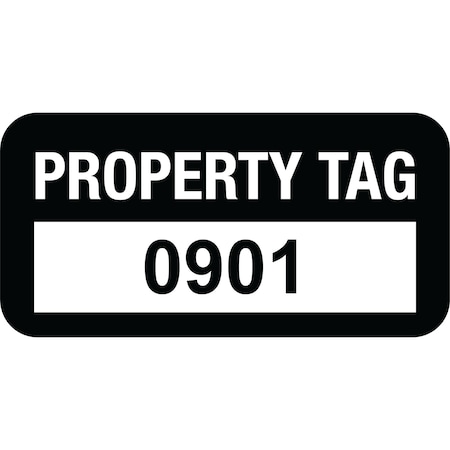 Lustre-Cal VOID Label PROPERTY TAG Black 1.50in x 0.75in Serialized 0901-1000, 100PK 253774Vo1K0901